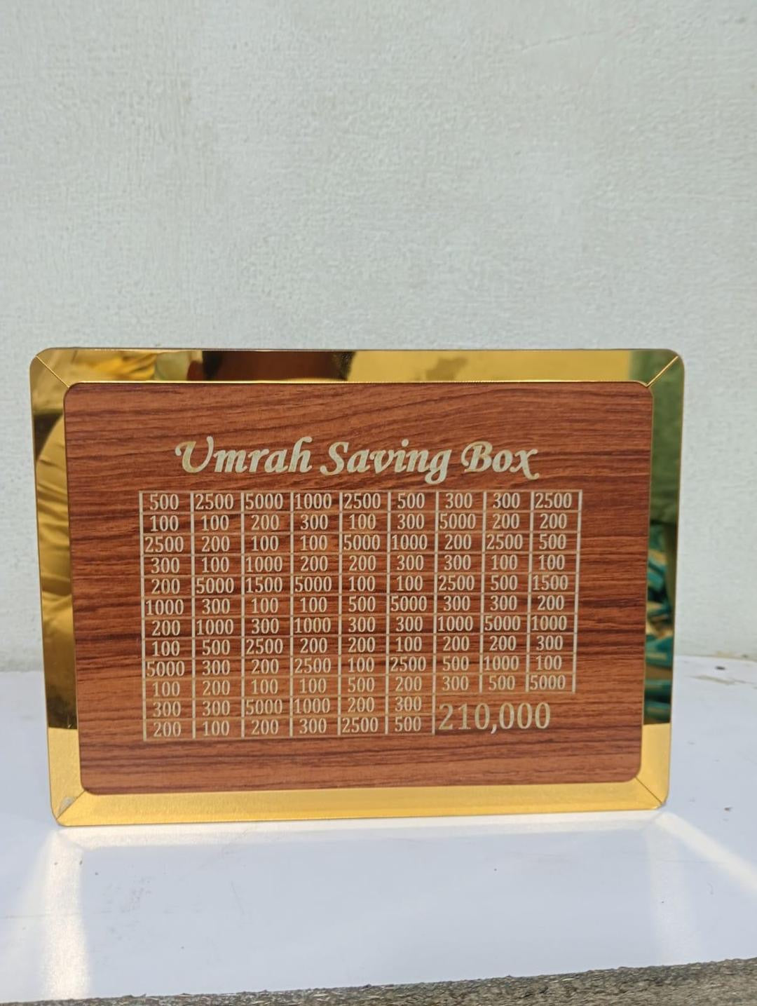 Umrah Saving Box — Wooden Money Bank for Kids and Adults